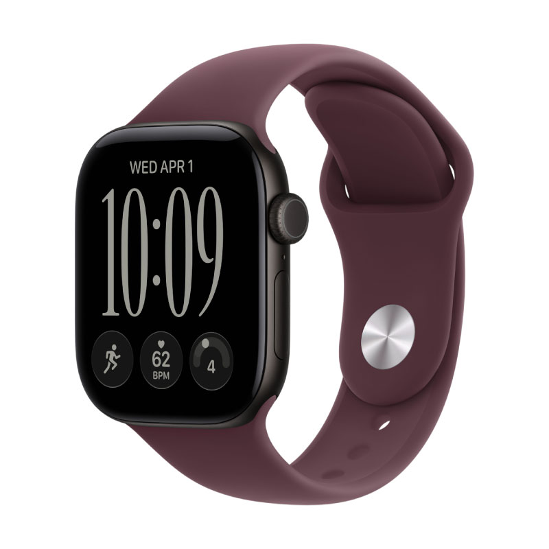 Apple Watch Series 12, 42 mm, Black Aluminum Burgundy Sport Band M/L